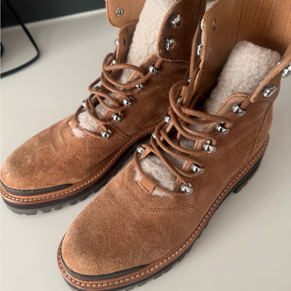 Marc Fisher Tan Lace Up Boots